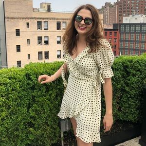 For Love and Lemons Heart-Print Wrap Dress